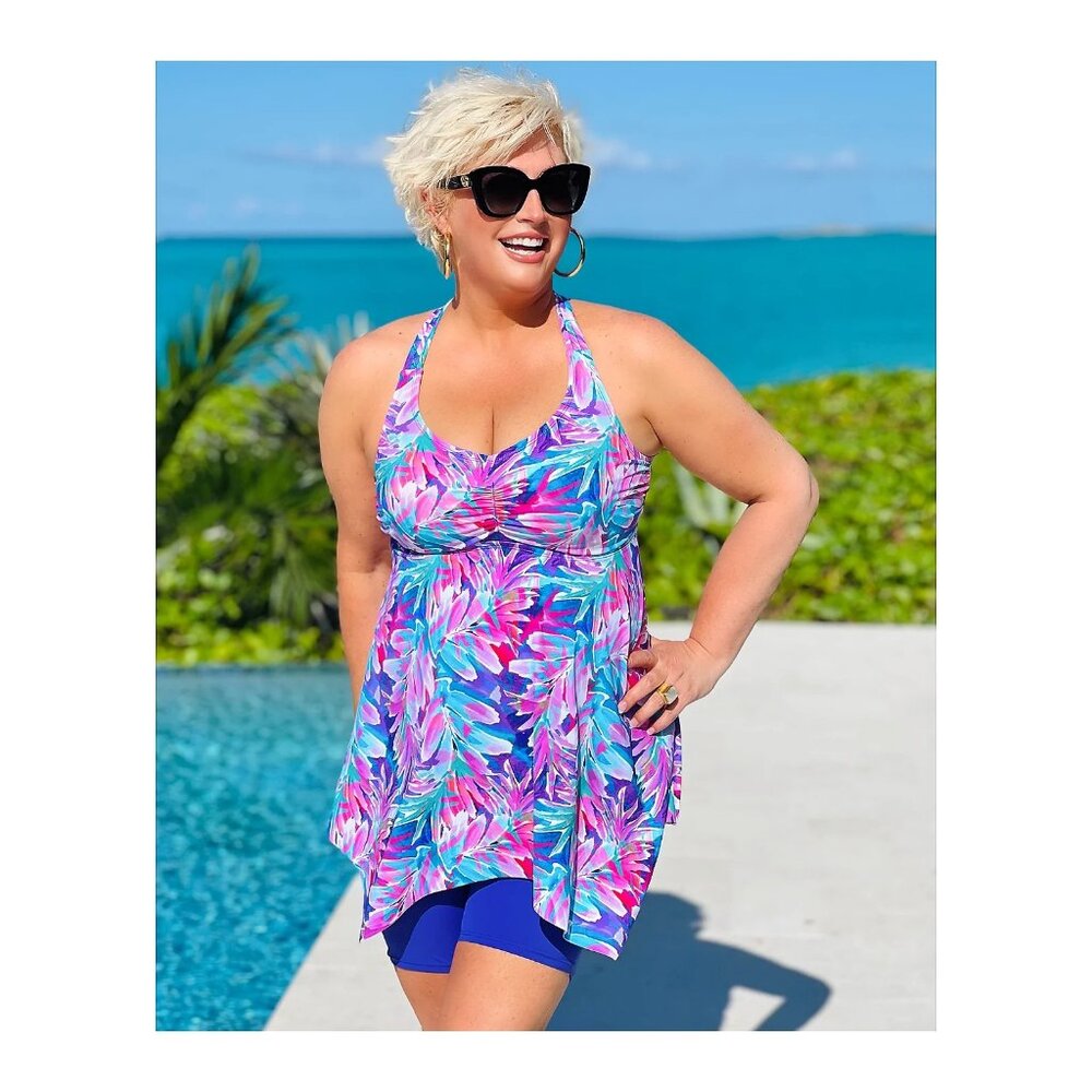Kim Gravel x Swimsuits For All Braid Top and Short Set Maui Perple Reg 4 A567722